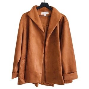 New! Rubin Singer Studio Faux Suede Oversized Blazer Cape Cognac Brown Jacket